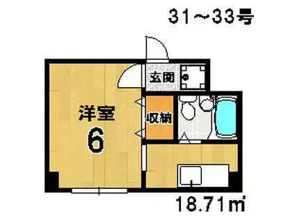 下鴨松柏(1K/2階)の間取り写真