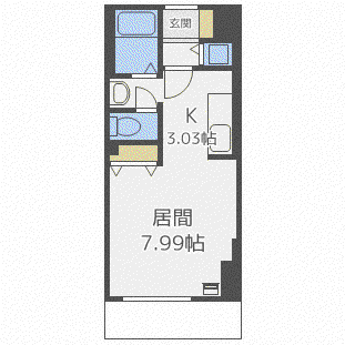 PRIME URBAN北14条(1K/8階)の間取り写真