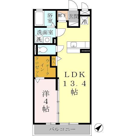 エスポワール西明石(1LDK/1階)の間取り写真