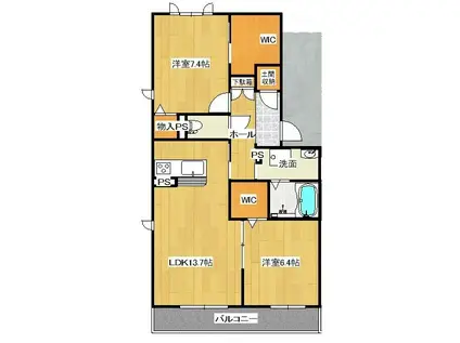 シャーメゾン西大宮(2LDK/3階)の間取り写真