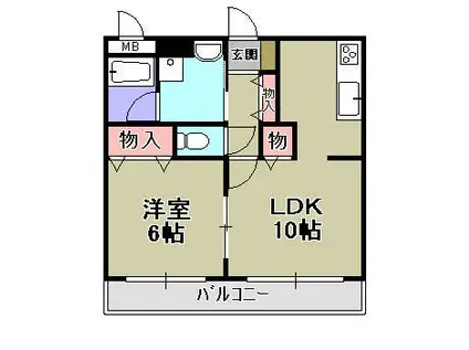 クイール1(1LDK/2階)の間取り写真