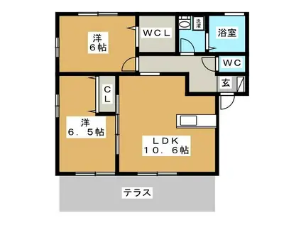 クローバーハウス(2LDK/1階)の間取り写真