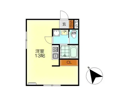 M・テラス宮原 13丁目(ワンルーム/2階)の間取り写真