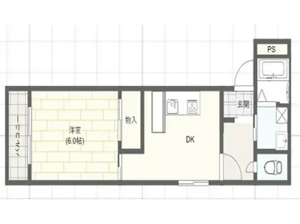 ドルミ西村(1DK/2階)の間取り写真