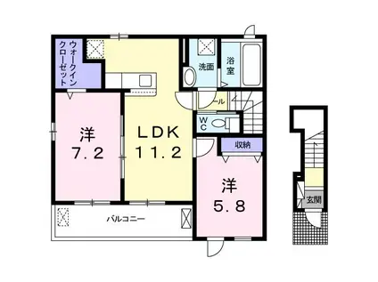 サンリットプレイス(2LDK/2階)の間取り写真