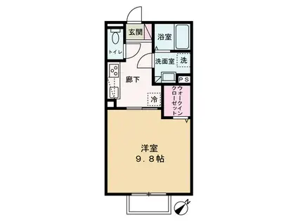 コンフォルト山口東京理科大薬学部前(1K/1階)の間取り写真