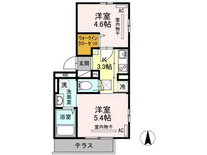 CREA桜町 A棟(2K/1階)の間取り写真