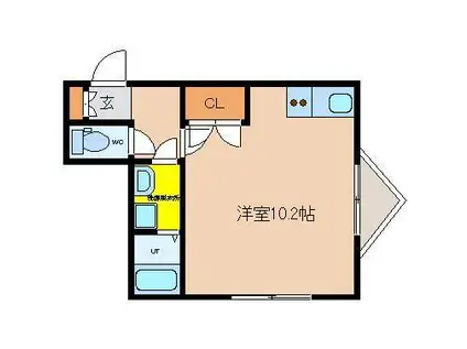 ルート宮崎(ワンルーム/1階)の間取り写真