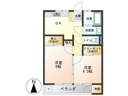 コーポ奥隅(2DK/3階)の間取り写真