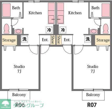 プランドールA棟(1K/2階)の間取り写真