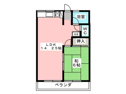 シティハイムフローラB(1LDK/2階)の間取り写真