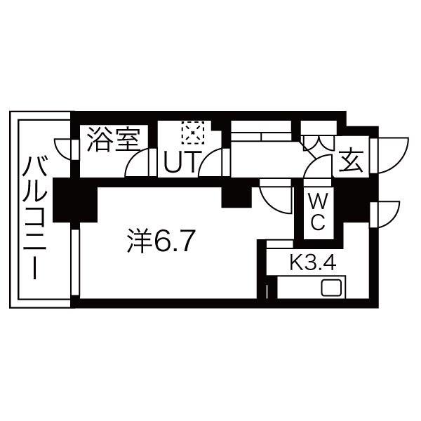 ヴィラエーデル名駅(1K/8階)の間取り写真
