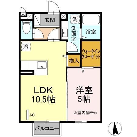 セジュール御山C(1LDK/2階)の間取り写真