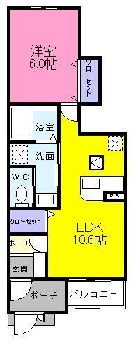 グレース・ガーデンII(1LDK/1階)の間取り写真