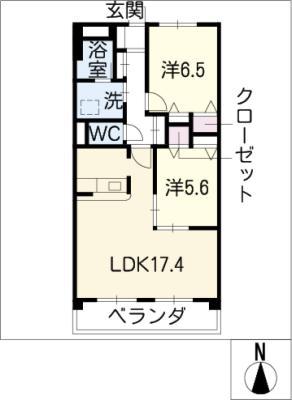シャルム55(2LDK/3階)の間取り写真