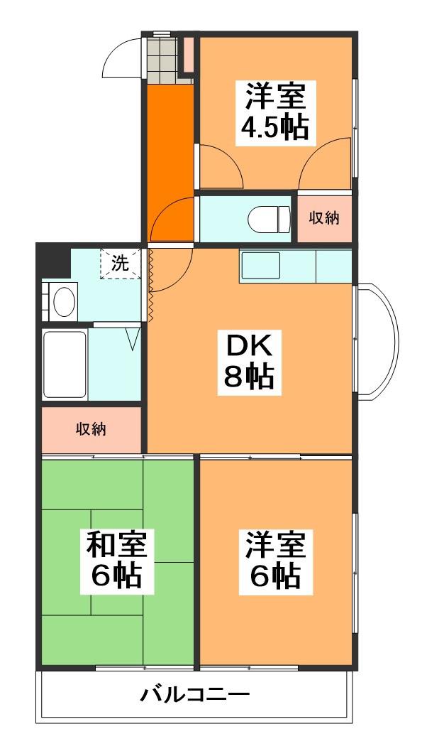 ジョイフルシノ(3DK/4階)の間取り写真