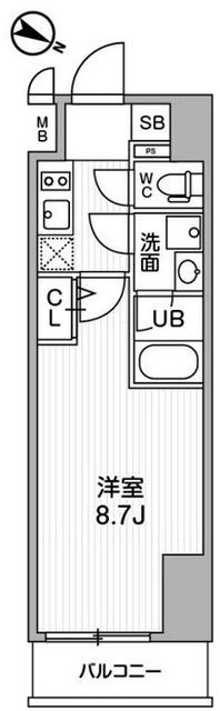 ALTERNA北品川(1K/5階)の間取り写真