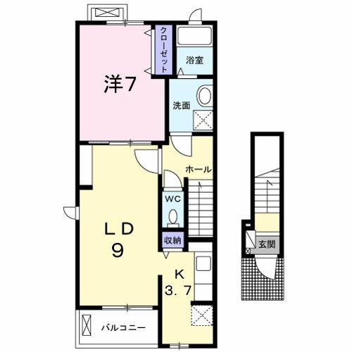 プレシャス(1LDK/2階)の間取り写真