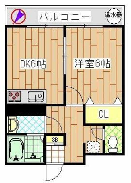 YSフラッツ(1DK/4階)の間取り写真