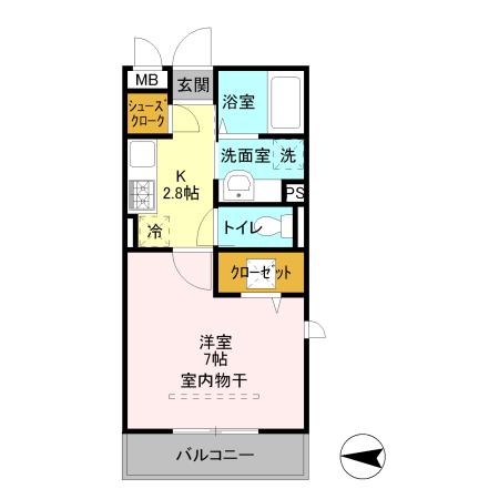 ボナール・中央(1K/1階)の間取り写真