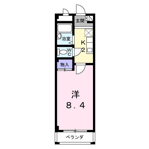 リヴェール・マキ(1K/2階)の間取り写真