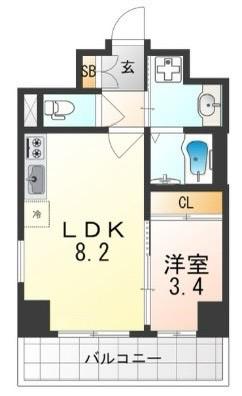 ソルテラス嵯峨嵐山(1LDK/2階)の間取り写真