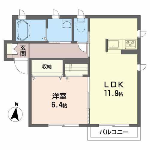 シャーメゾンマルエ(1LDK/2階)の間取り写真