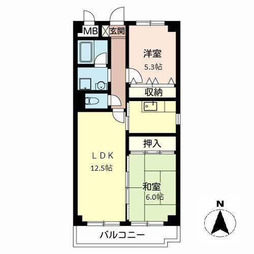 エクセル共立(2LDK/3階)の間取り写真