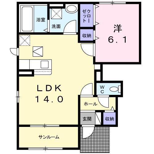 ファインメゾン(1LDK/1階)の間取り写真