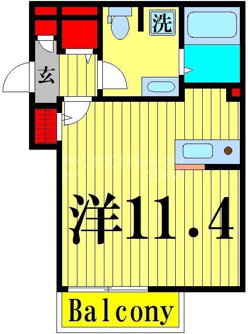 LAUREL宝町(ワンルーム/2階)の間取り写真