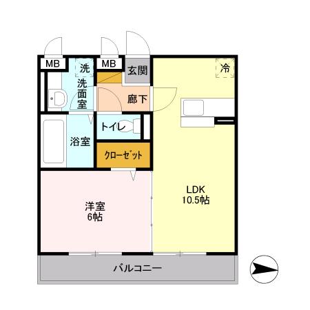 ノーザンレイクK(1LDK/2階)の間取り写真
