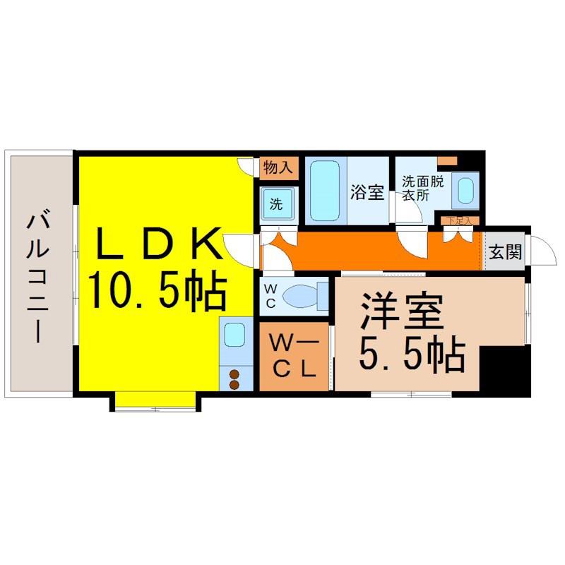 LA DOUCEUR山王(1LDK/10階)の間取り写真