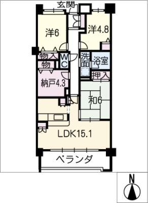 グローリアス赤池中島公園 402(3LDK/4階)の間取り写真