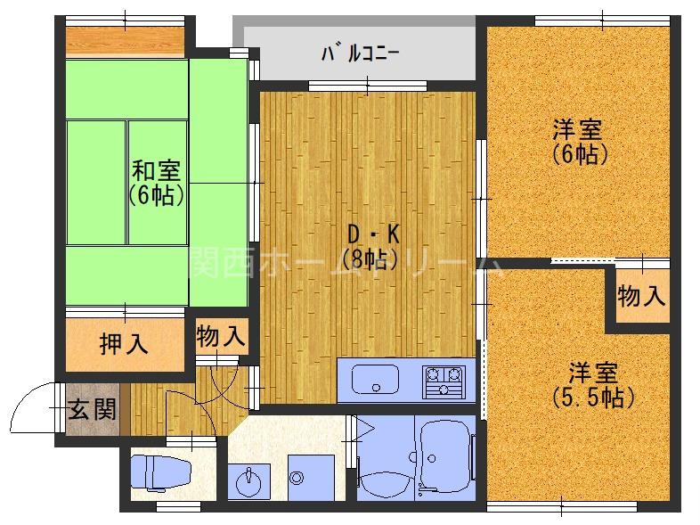 アヴニール1番館(3DK/3階)の間取り写真
