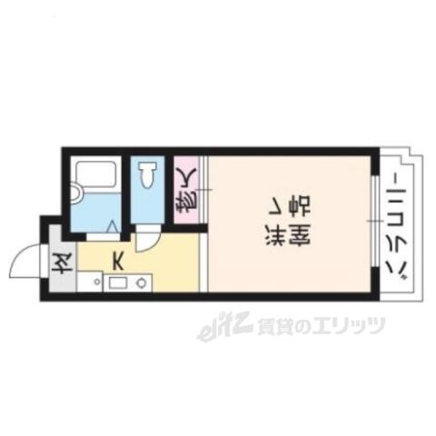 ハニークリーク(1K/2階)の間取り写真