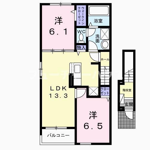 グラン ビレッジ ウー IV(2LDK/2階)の間取り写真