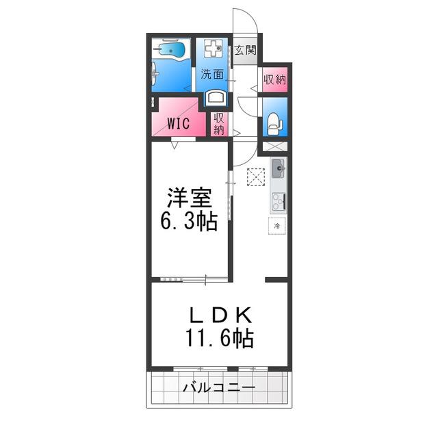 ポムドパン北花田(1LDK/3階)の間取り写真