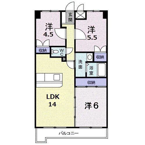 リファインドビル(3LDK/5階)の間取り写真