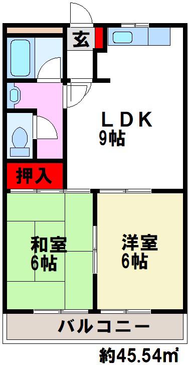 エイトハウスB(2LDK/1階)の間取り写真