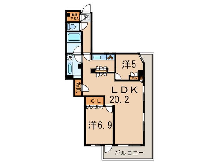 コンフォリア碑文谷(2LDK/1階)の間取り写真