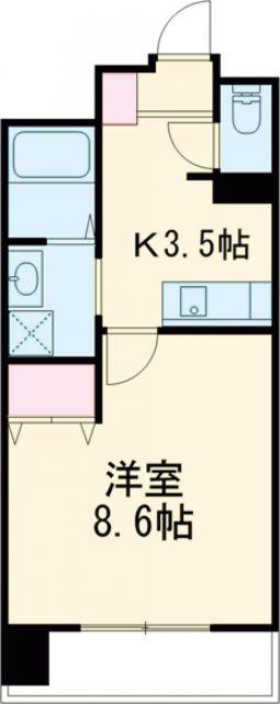 クロノス43水前寺(1K/6階)の間取り写真