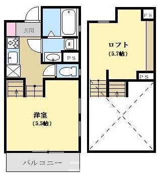 GLANZ新松戸(1K/2階)の間取り写真