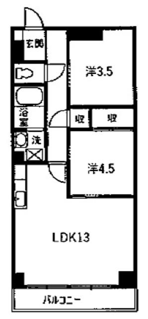 ヴィエナ栗東(2LDK/6階)の間取り写真
