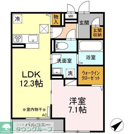 CREST西鎌倉(1LDK/1階)の間取り写真