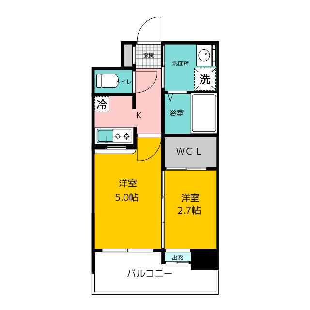 エンクレスト博多駅前ART(2K/4階)の間取り写真
