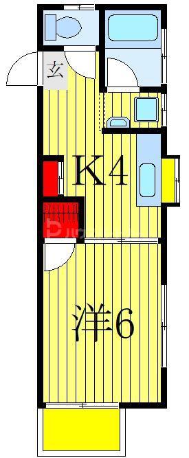 葉山ビレッジ(1K/2階)の間取り写真