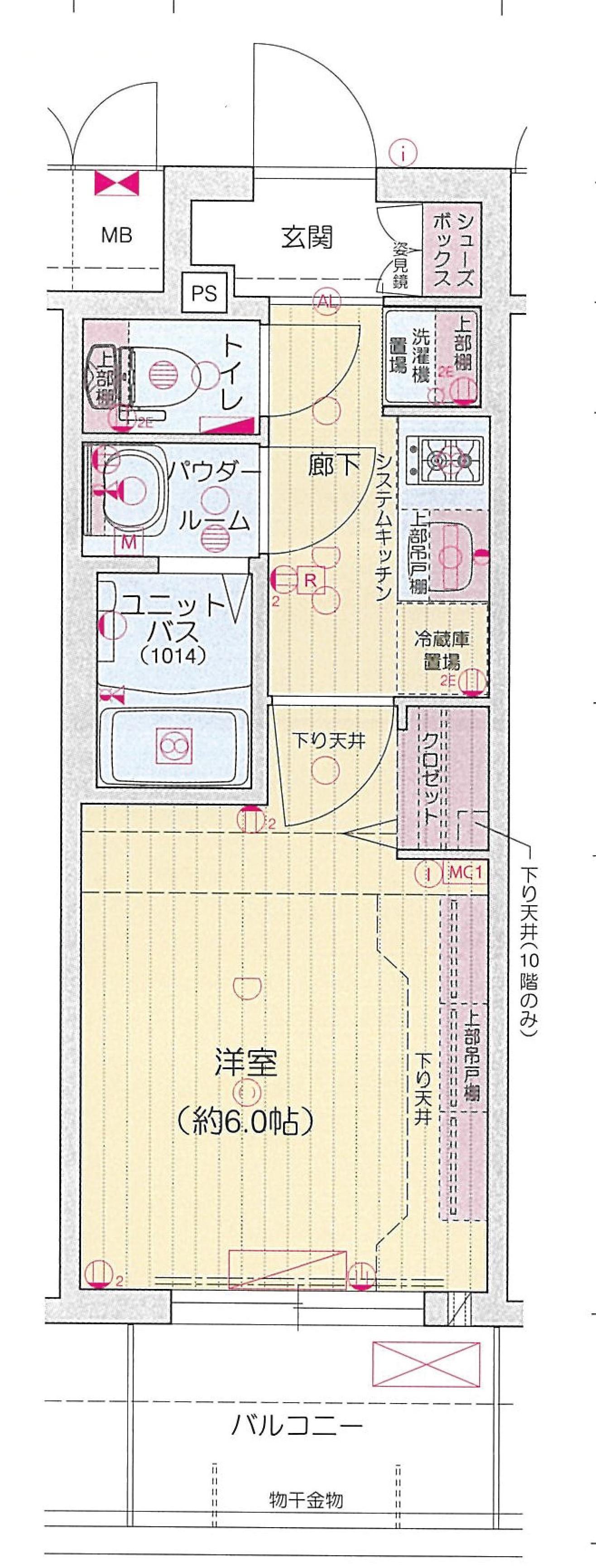 プレリス阿波座BLOOM(1K/3階)の間取り写真