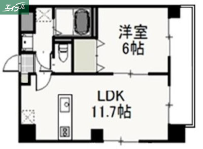 エルベ瓦町(1LDK/5階)の間取り写真