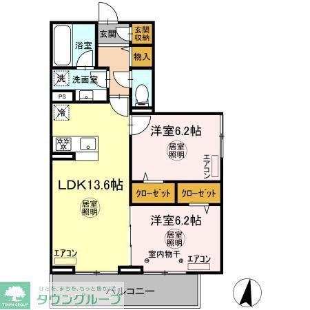 GARDEN GRACE(2LDK/3階)の間取り写真