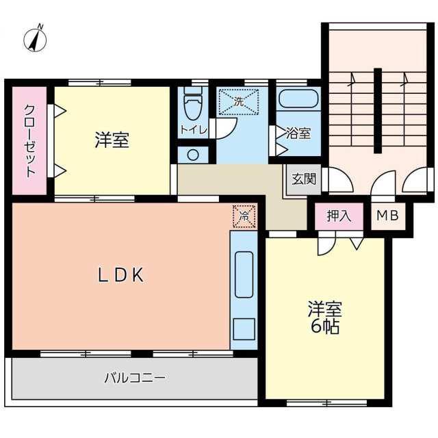 相武台団地(2LDK/2階)の間取り写真
